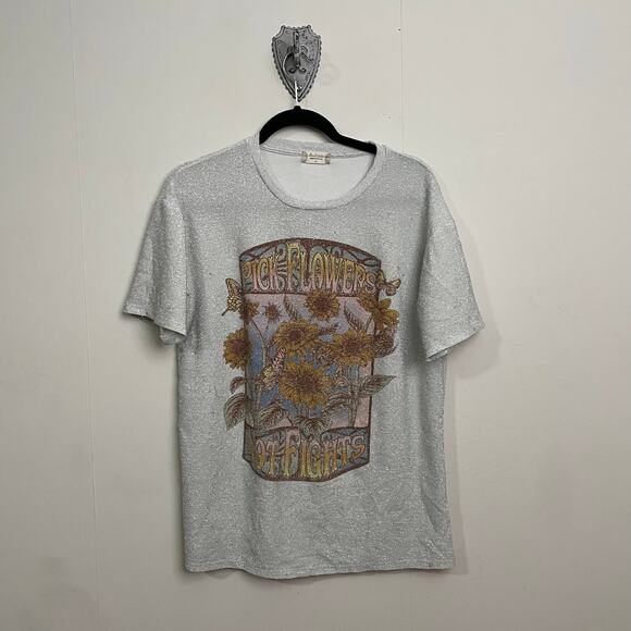 Altar’d State XS short sleeve t-shirt glitter floral spell out fairycore casual - Picture 1 of 7